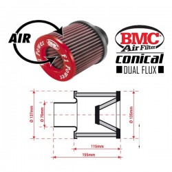 Filtre à Air conique BMC - ø76mm x 115mm - DUAL FLUX